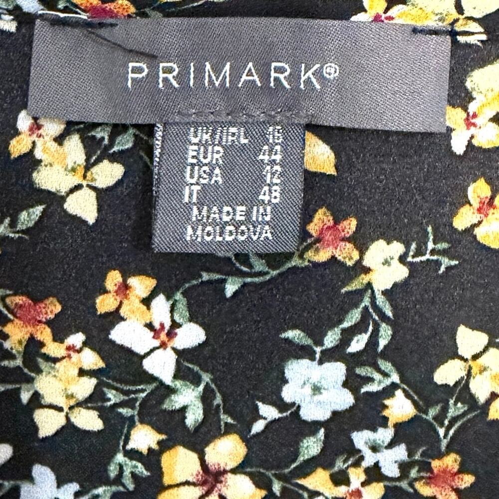 PRIMARK BLACK FLORAL print dress size 12 - Picture 2 of 7